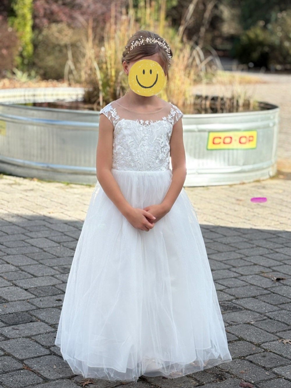 Elegant White Floral flower girl Kids Dress